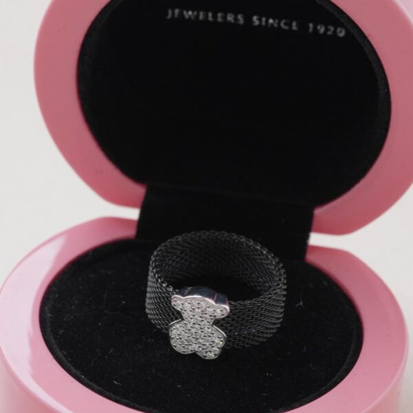 Anillo Tous malla de acero con diamantes y oro blanco