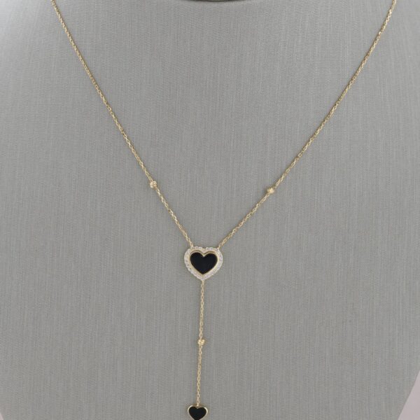 Collar corazón con piedra onix en oro 18k
