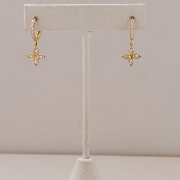 Argollas flor colgante con circones