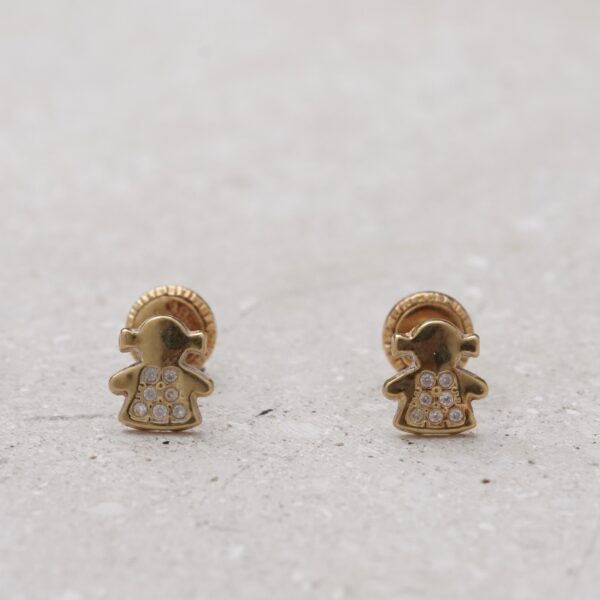 Niñas de oro 18k italiano con circones